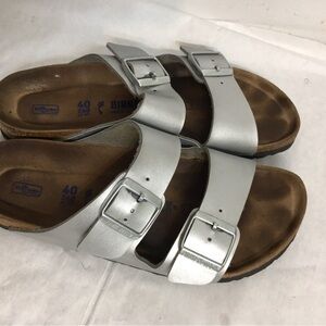Birkenstock Silver Sandals Size EUR 40